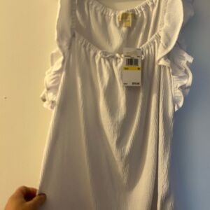 Michael Kors size medium with tags white top with ruffles
